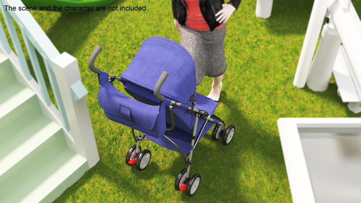 Portable Folding Baby Stroller With Bag 3D model