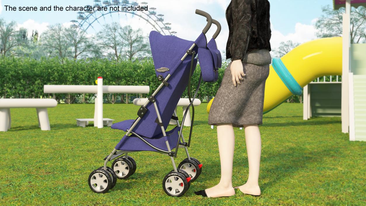 Portable Folding Baby Stroller With Bag 3D model