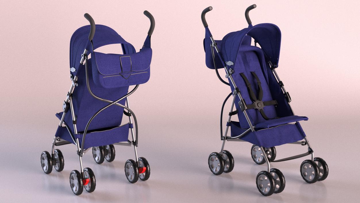 Portable Folding Baby Stroller With Bag 3D model