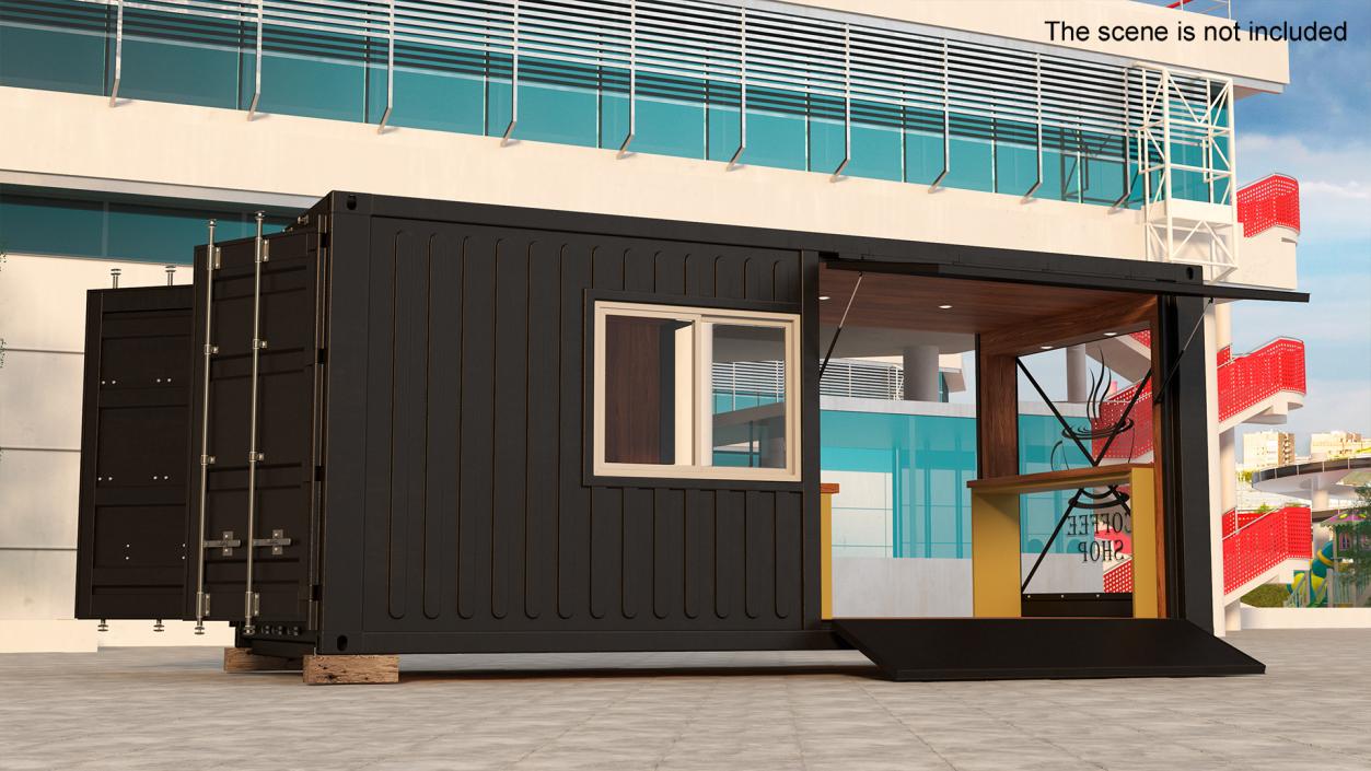 Sea Container Coffee Shop Wooden 3D