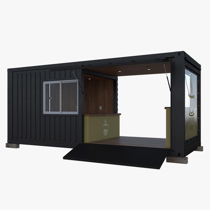 Sea Container Coffee Shop Wooden 3D