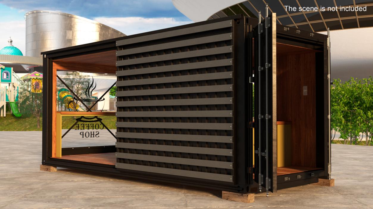 Sea Container Coffee Shop Wooden 3D