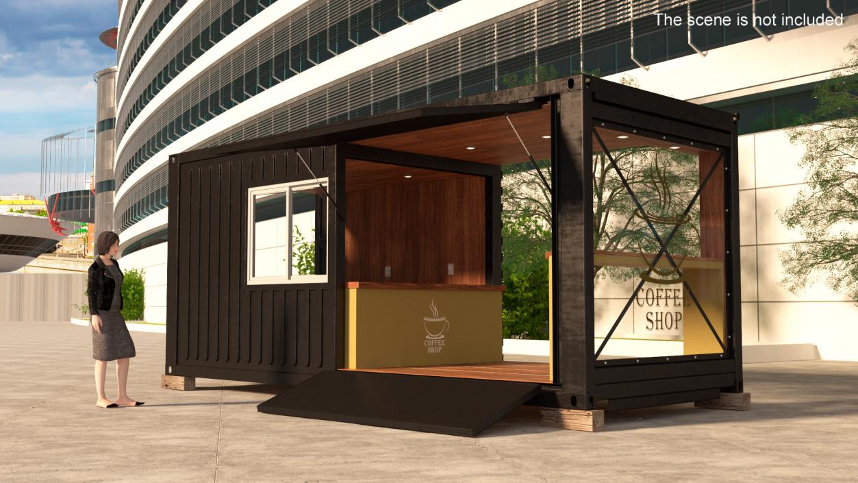 Sea Container Coffee Shop Wooden 3D