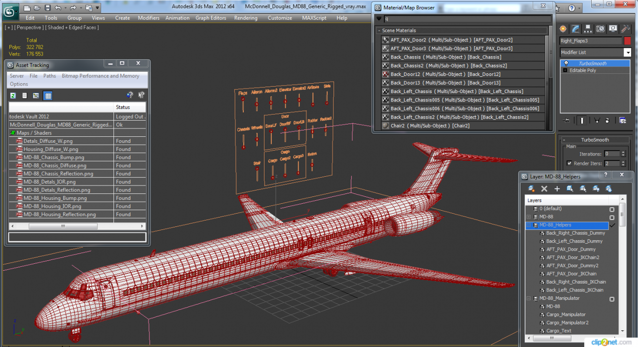 McDonnell Douglas MD88 Generic Rigged 3D