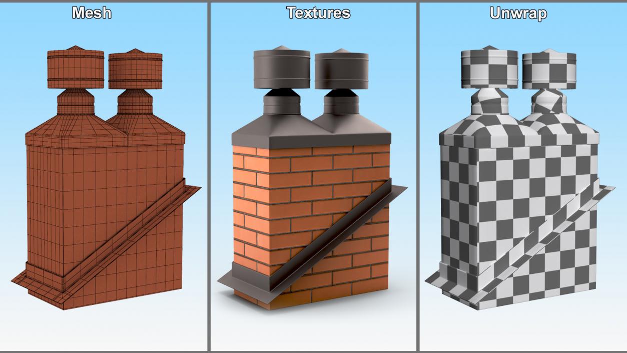 Double Brick Chimney Corner Base 3D