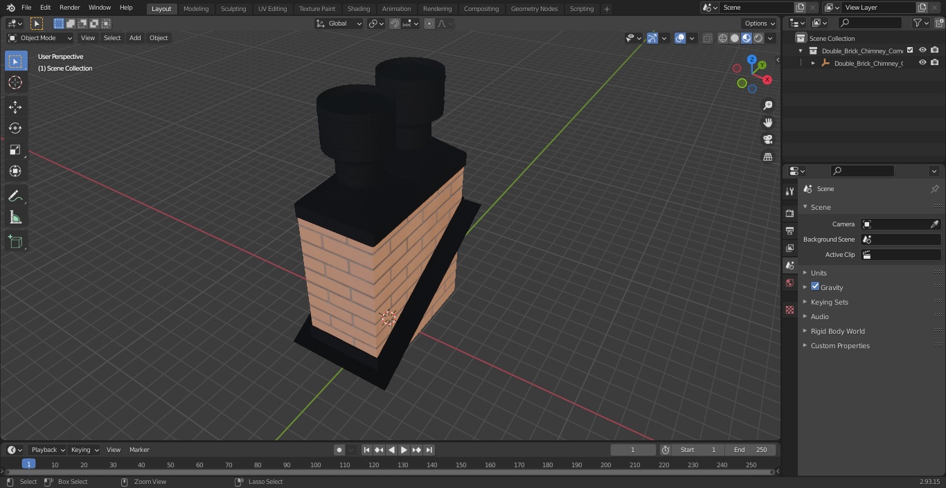 Double Brick Chimney Corner Base 3D