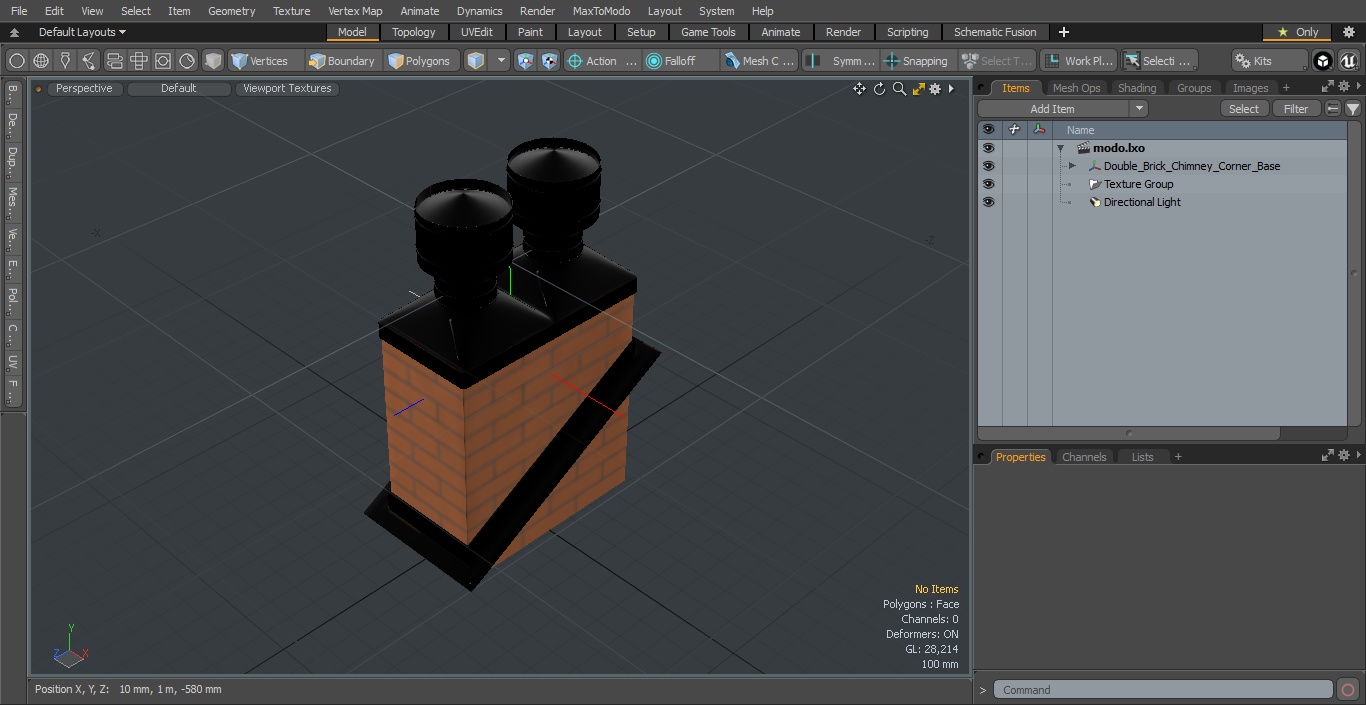 Double Brick Chimney Corner Base 3D