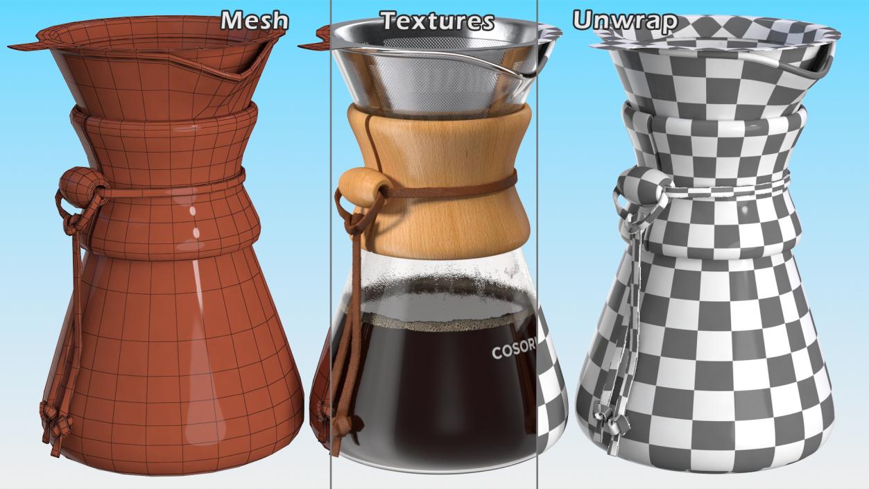 3D model Pour Over Coffee Maker COSORI with Hot Coffee