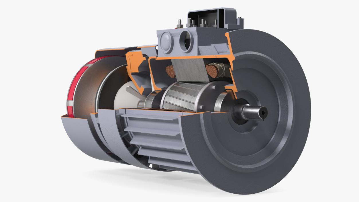 Electric Motor Cutaway Gray 2 3D model