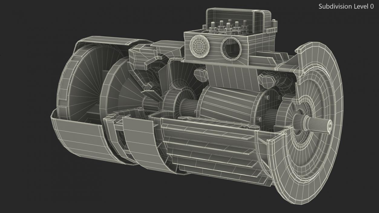 Electric Motor Cutaway Gray 2 3D model