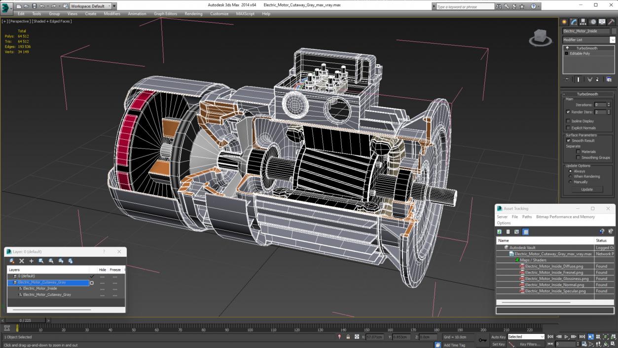 Electric Motor Cutaway Gray 2 3D model