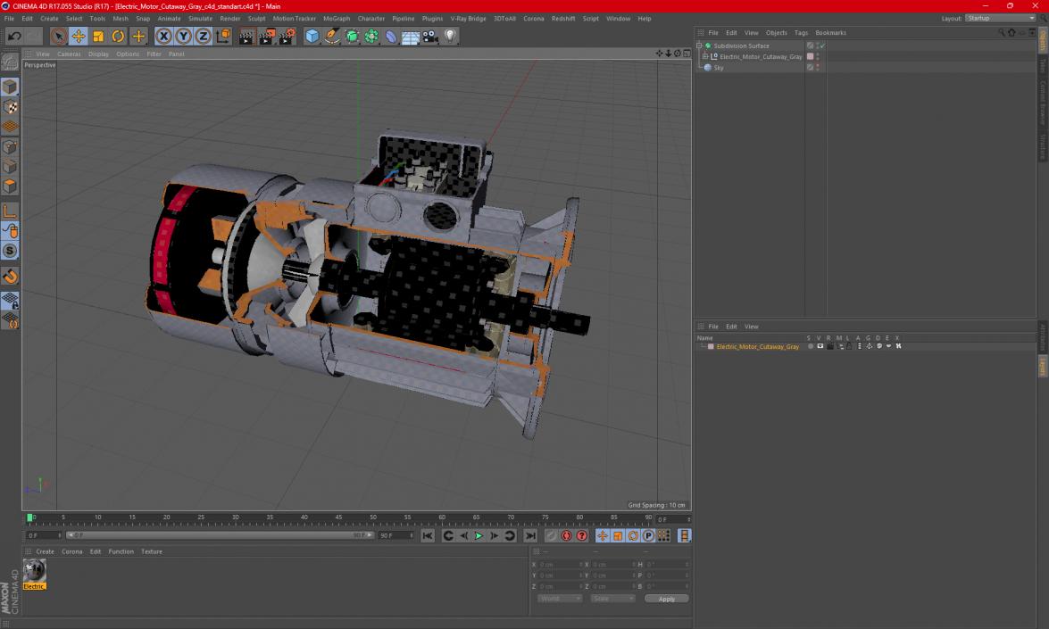 Electric Motor Cutaway Gray 2 3D model