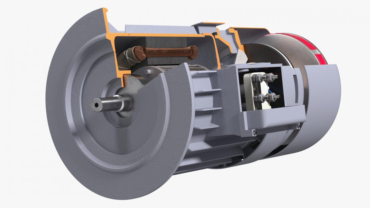 Electric Motor Cutaway Gray 2 3D model