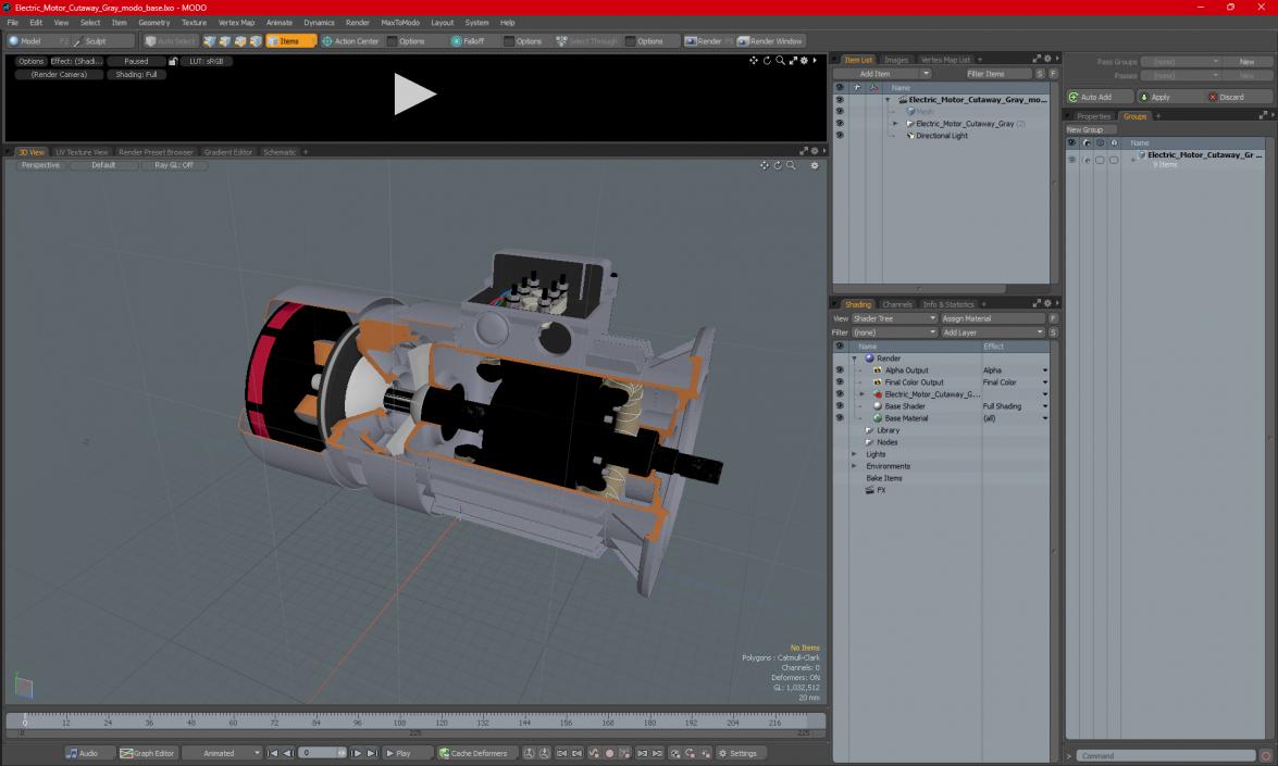 Electric Motor Cutaway Gray 2 3D model