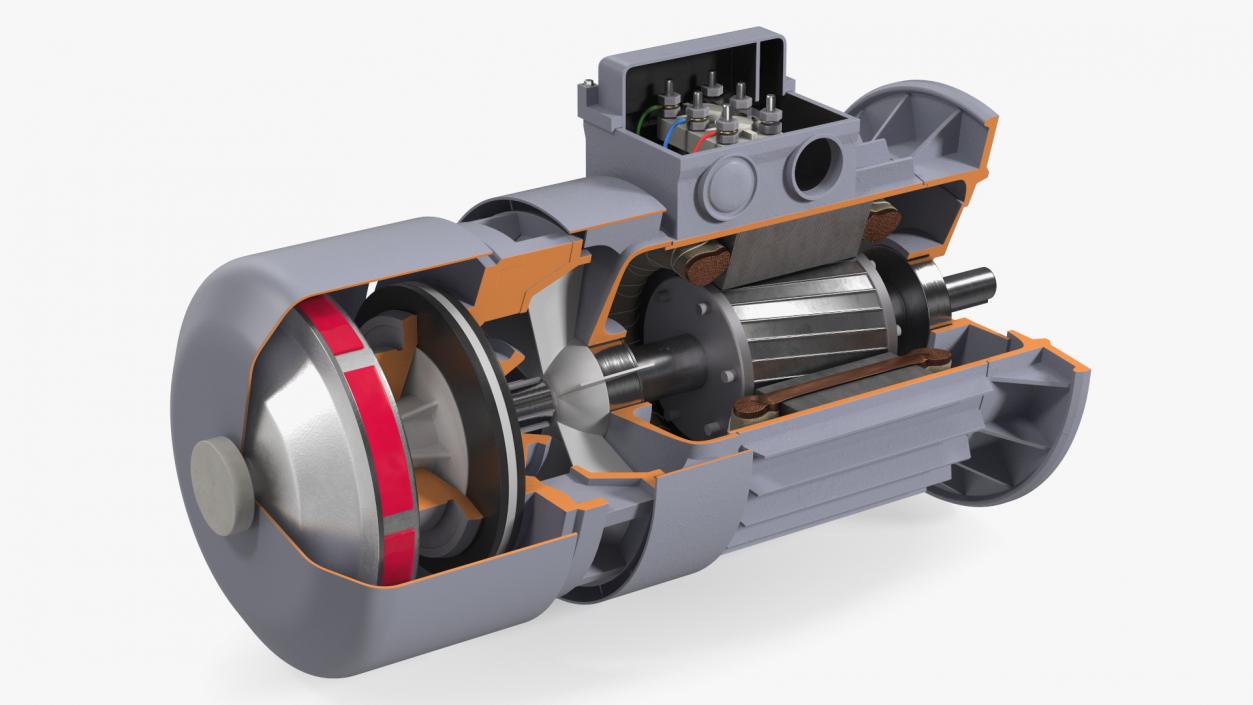 Electric Motor Cutaway Gray 2 3D model