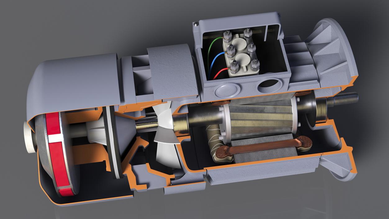 Electric Motor Cutaway Gray 2 3D model