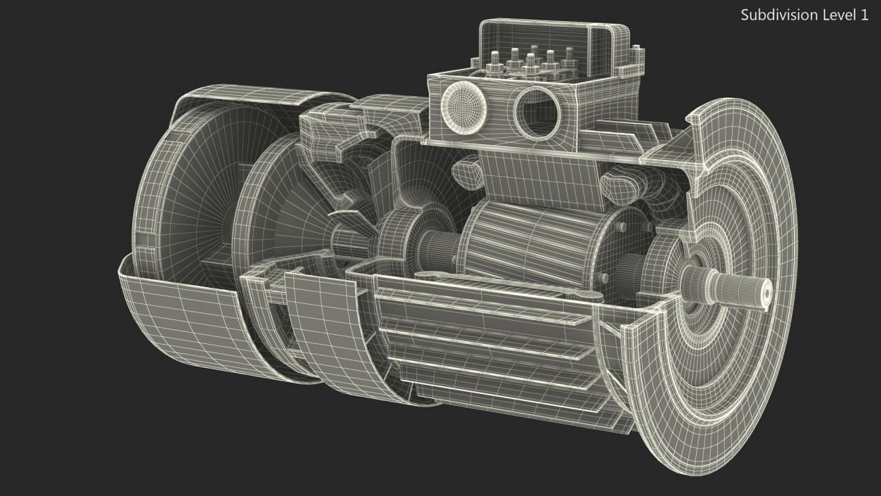 Electric Motor Cutaway Gray 2 3D model