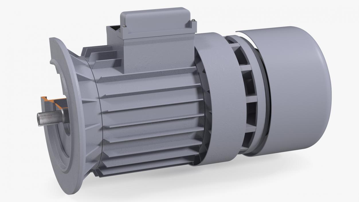 Electric Motor Cutaway Gray 2 3D model