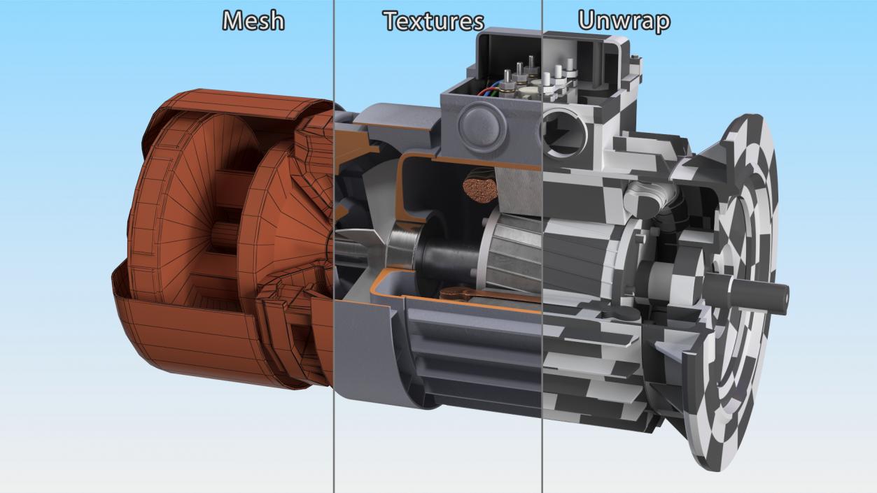 Electric Motor Cutaway Gray 2 3D model