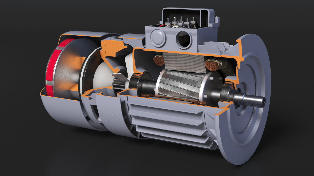 Electric Motor Cutaway Gray 2 3D model