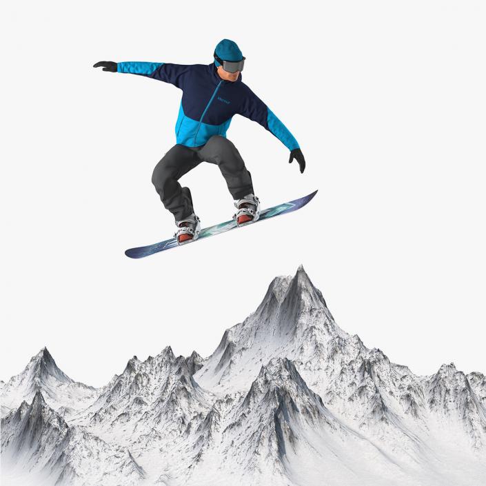 3D Snowboarder with Mountain Collection