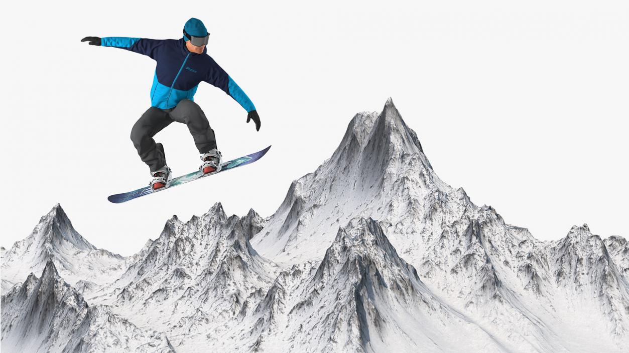 3D Snowboarder with Mountain Collection