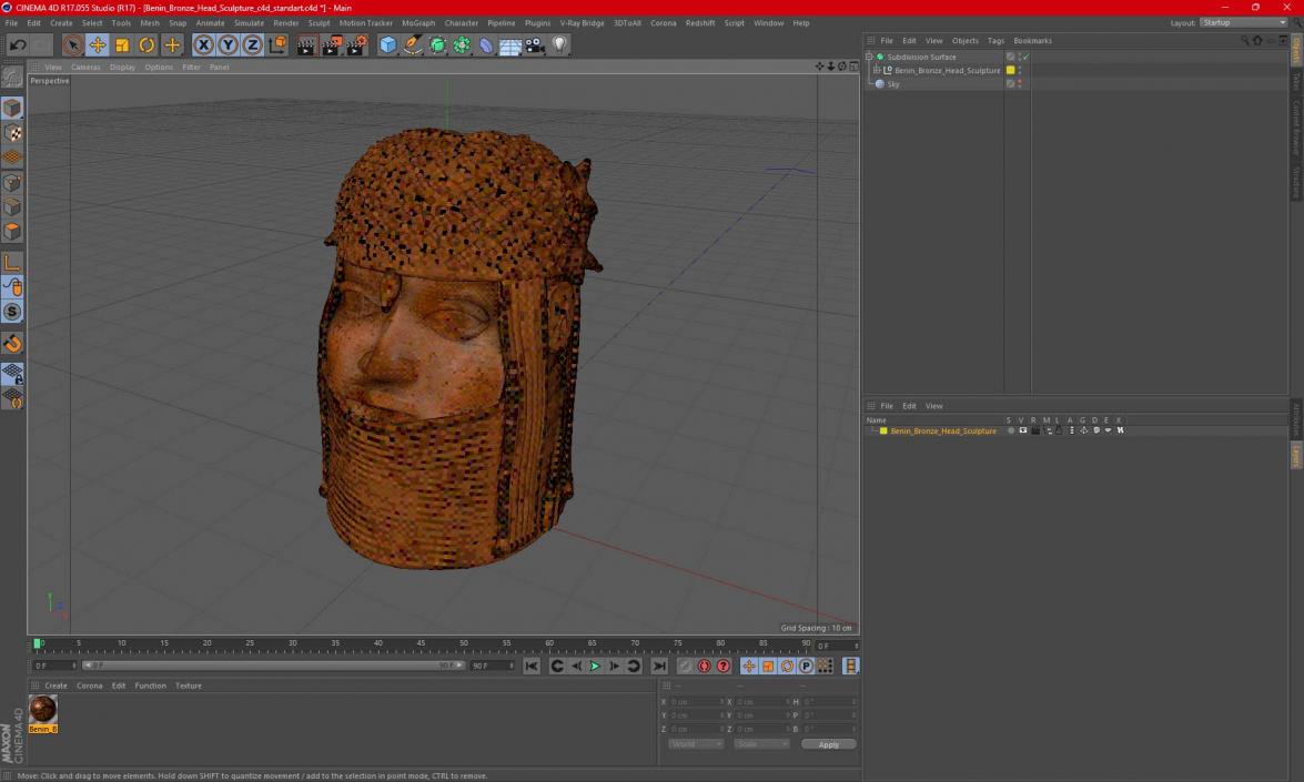 Benin Bronze Head Sculpture 2 3D model