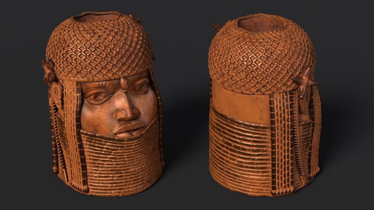 Benin Bronze Head Sculpture 2 3D model