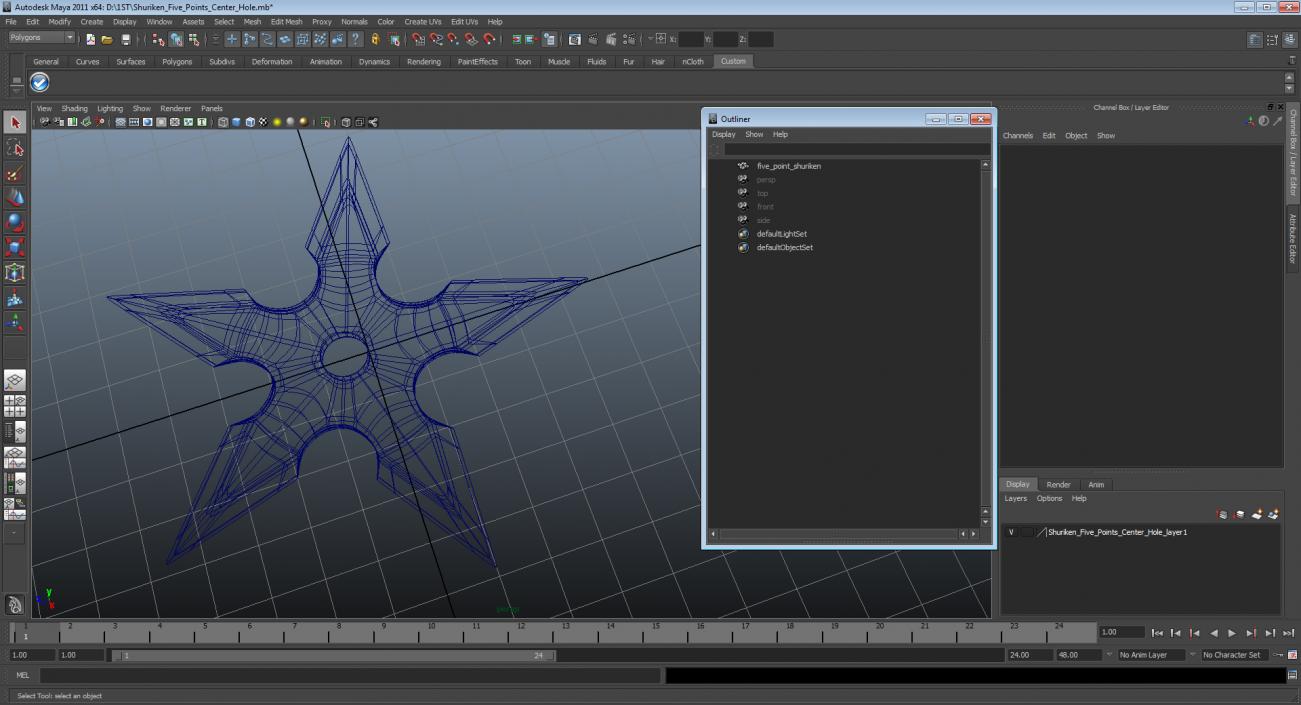 Shuriken Five Points Center Hole 3D