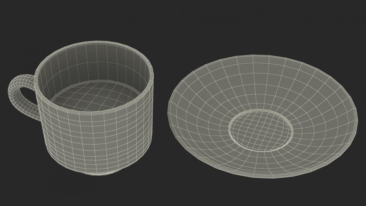 Cup of Tea with Saucer Half Full 3D