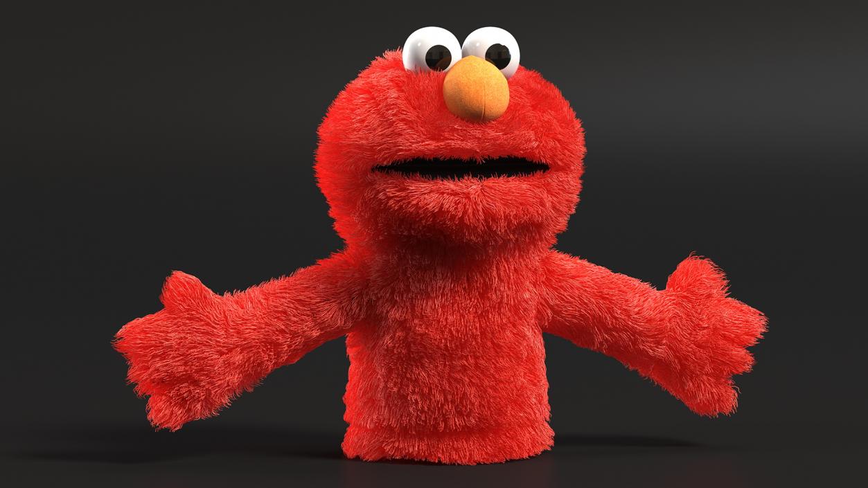 Hand Puppet Elmo Fur Rigged 3D