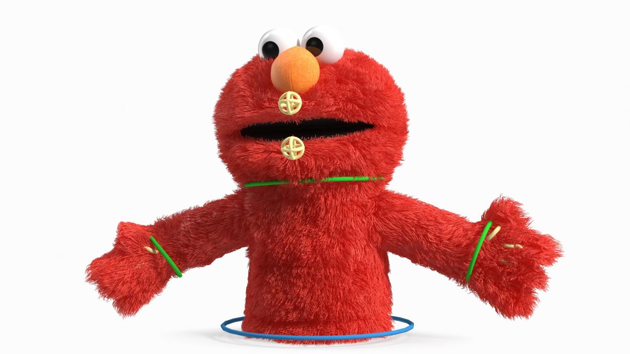 Hand Puppet Elmo Fur Rigged 3D