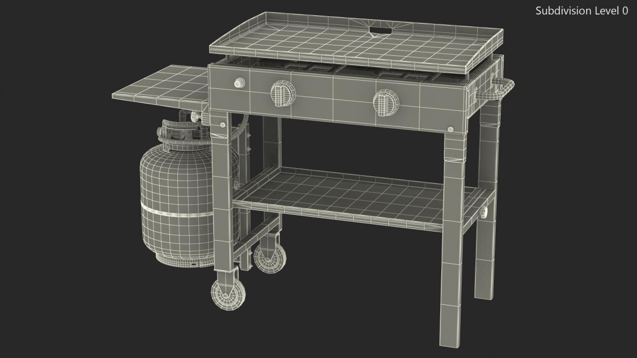 3D Flat Top Griddle Station with Gas Cylinder Dusty model