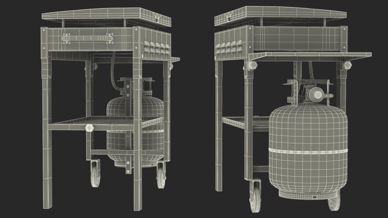 3D Flat Top Griddle Station with Gas Cylinder Dusty model