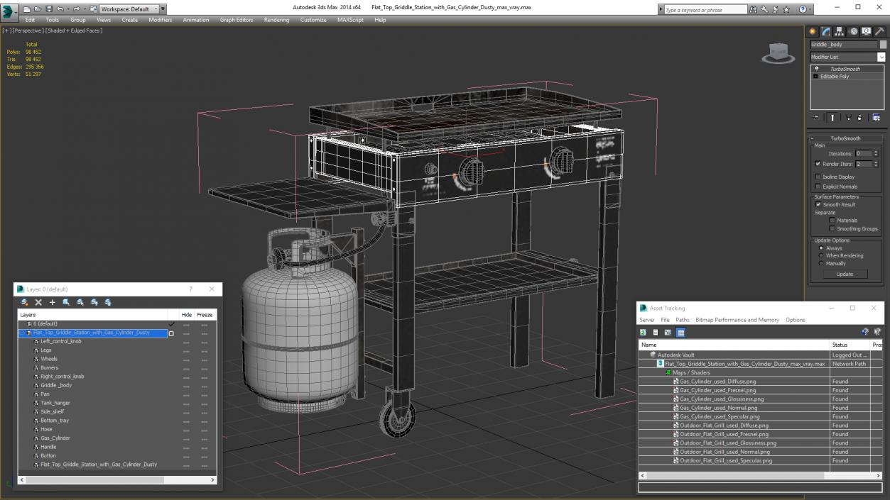 3D Flat Top Griddle Station with Gas Cylinder Dusty model