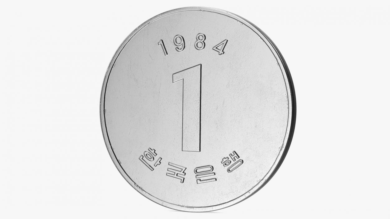 South Korea 1 Won 1984 Coin 3D