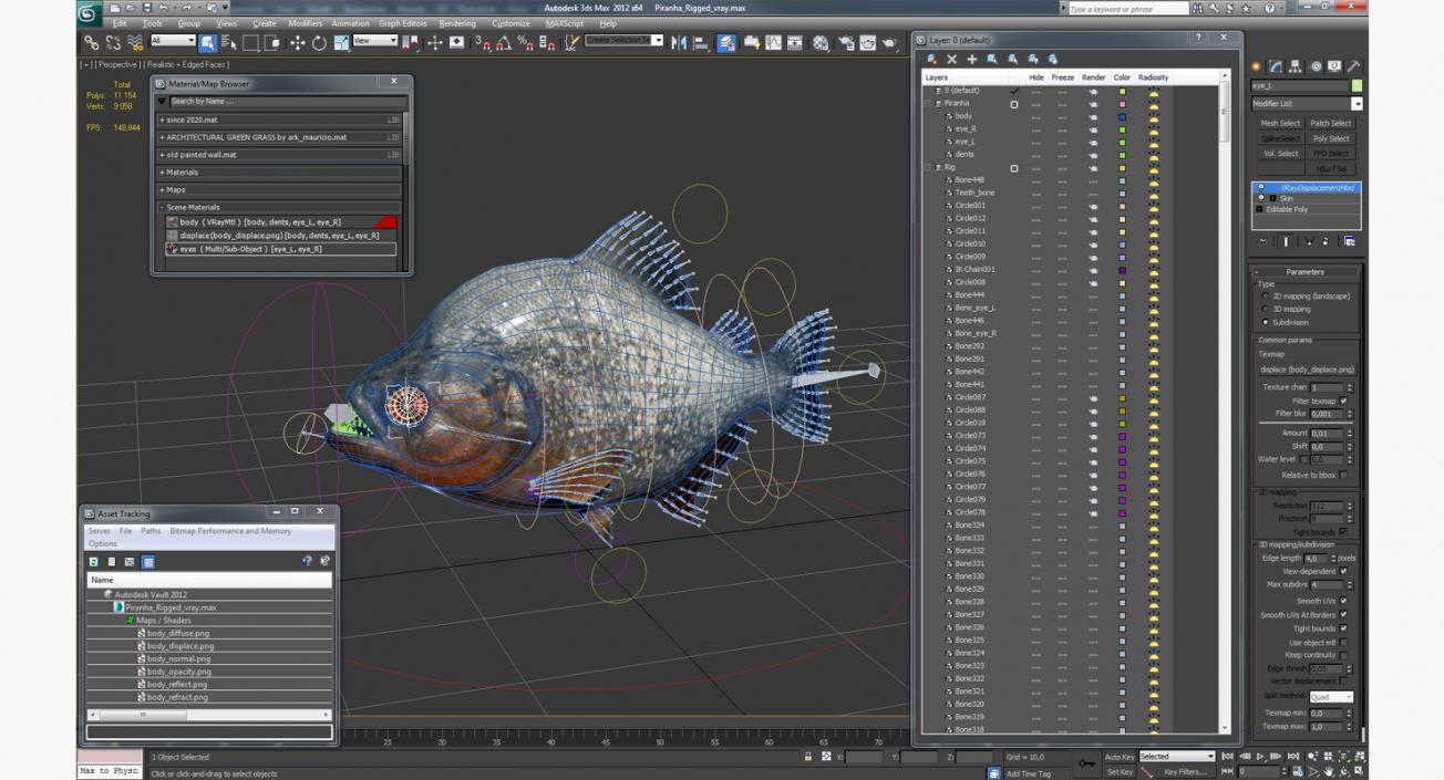 Piranha Rigged 3D model