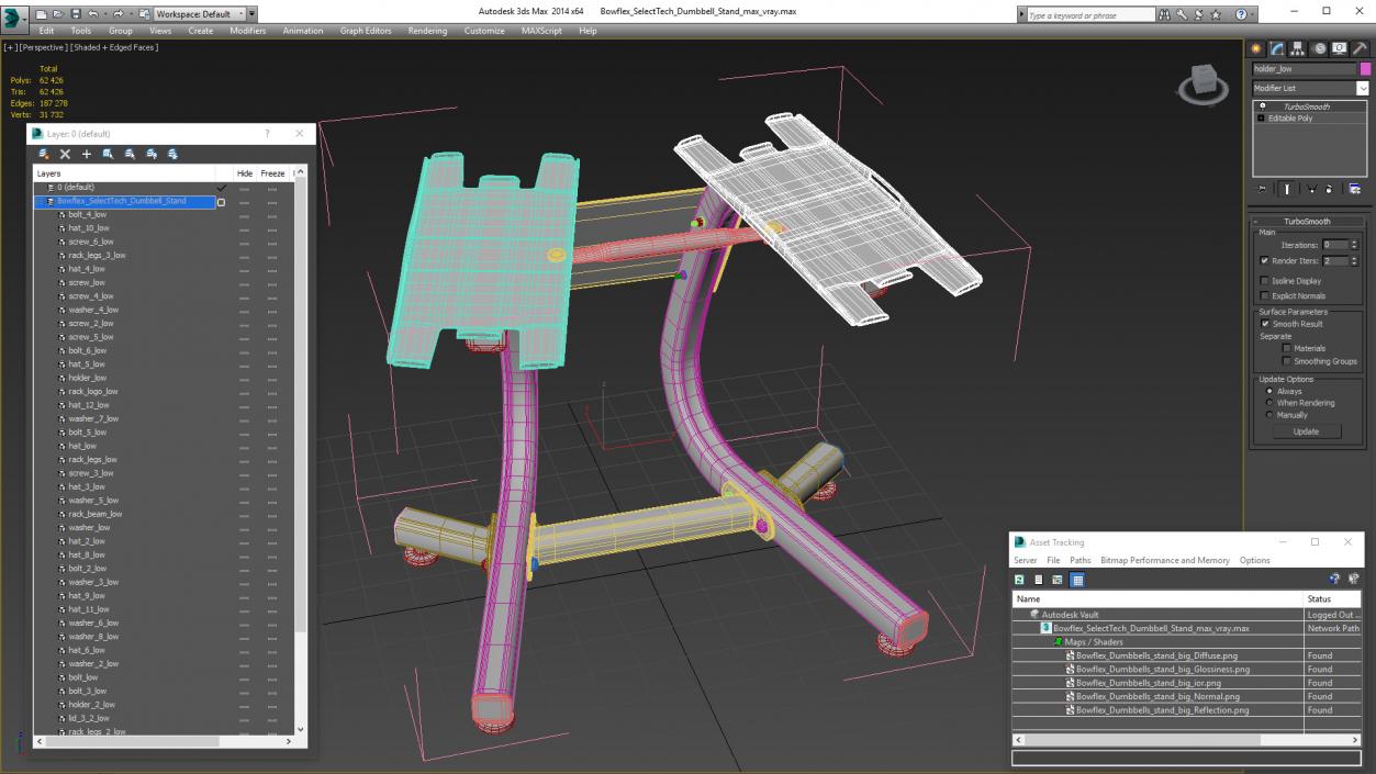 3D Bowflex SelectTech Dumbbell Stand model