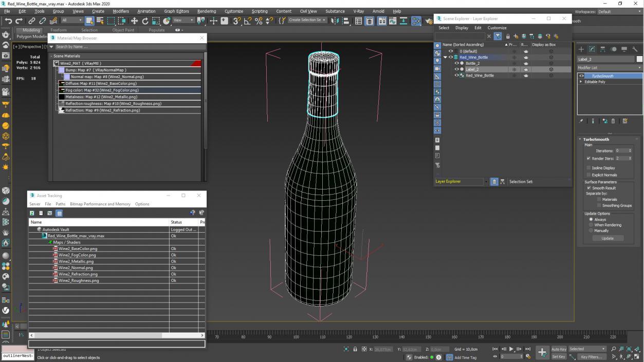 3D model Red Wine Bottle