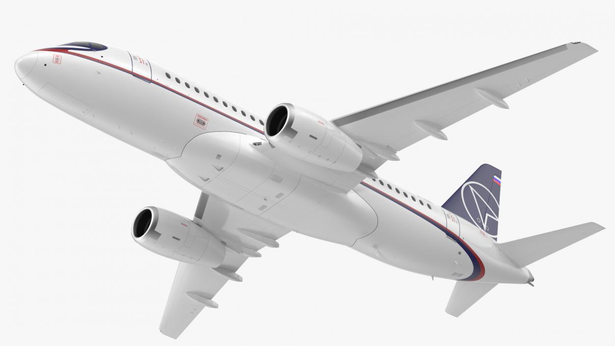 3D Sukhoi Superjet 100 95lr Rigged