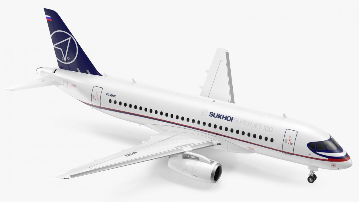 3D Sukhoi Superjet 100 95lr Rigged