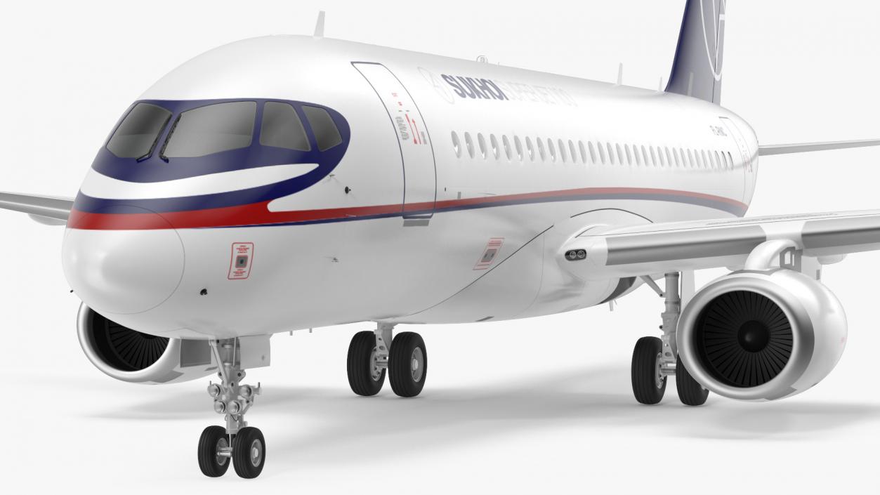 3D Sukhoi Superjet 100 95lr Rigged