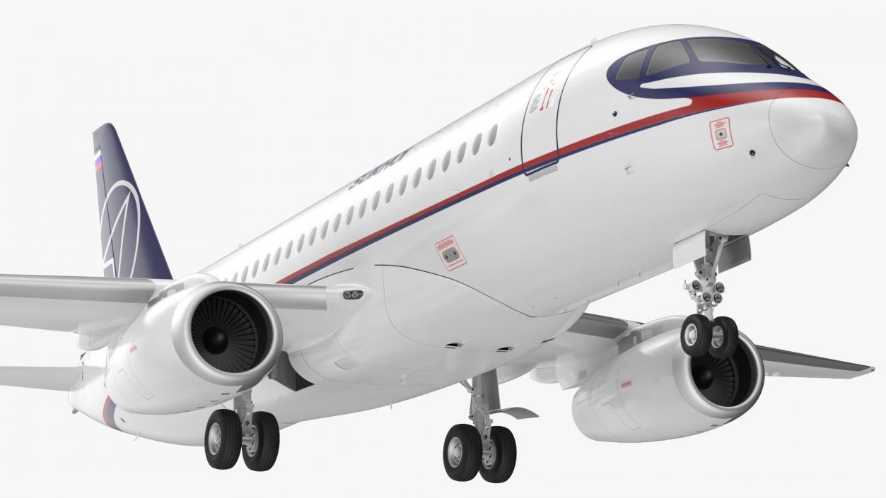 3D Sukhoi Superjet 100 95lr Rigged