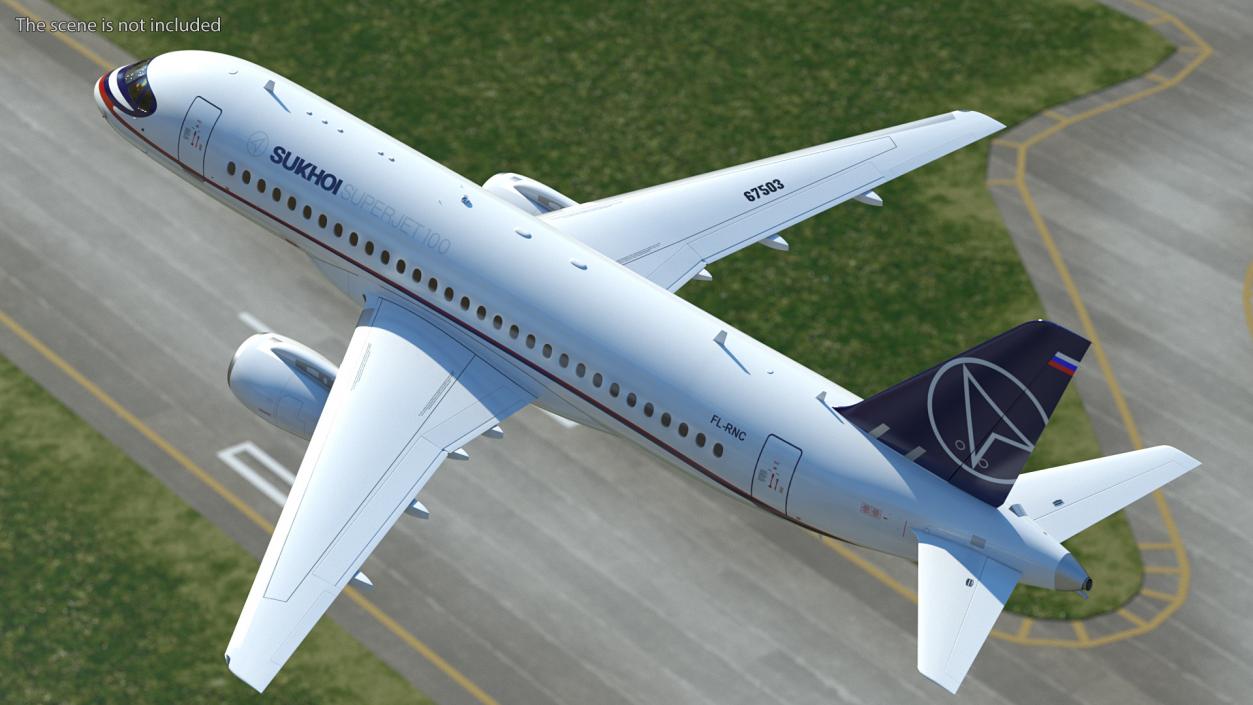 3D Sukhoi Superjet 100 95lr Rigged