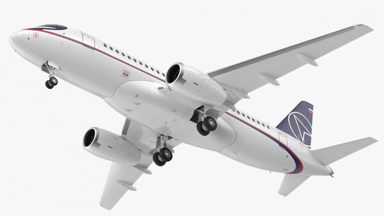 3D Sukhoi Superjet 100 95lr Rigged