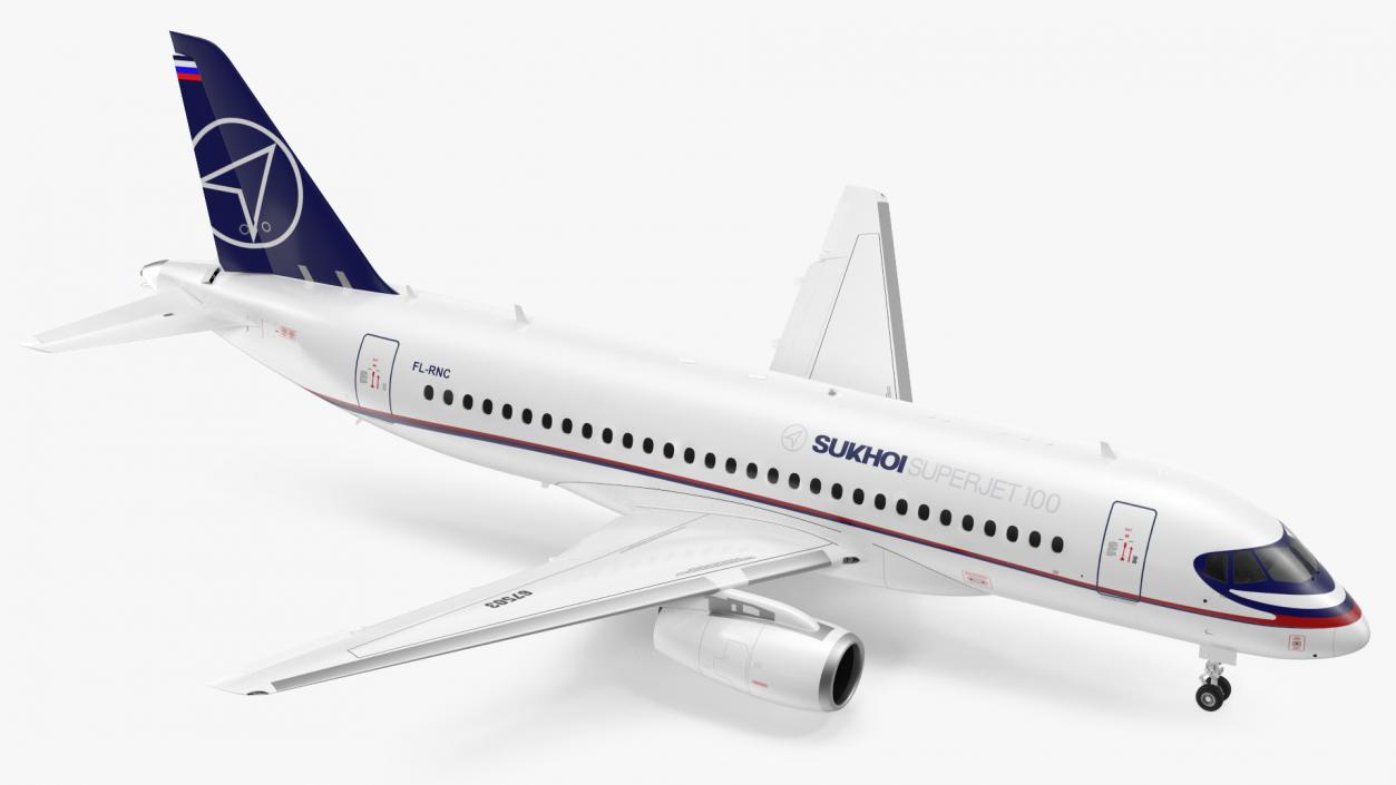 3D Sukhoi Superjet 100 95lr Rigged