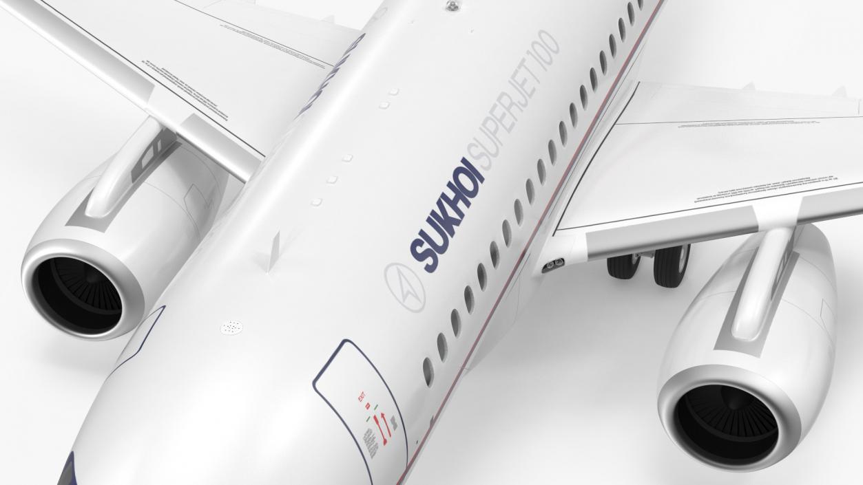 3D Sukhoi Superjet 100 95lr Rigged