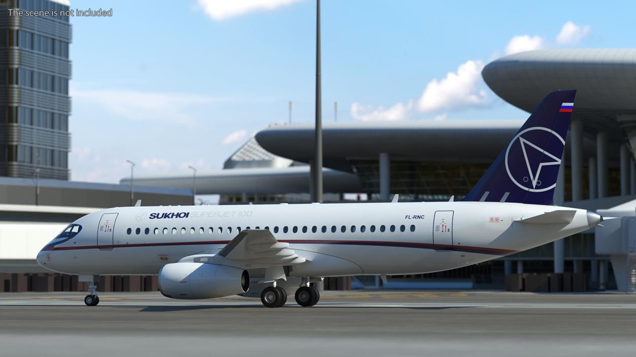 3D Sukhoi Superjet 100 95lr Rigged