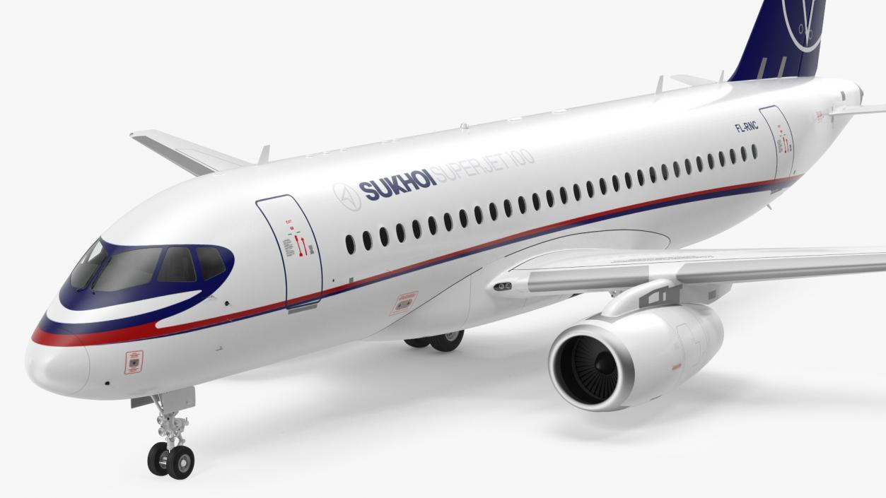 3D Sukhoi Superjet 100 95lr Rigged