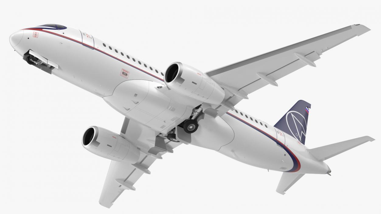 3D Sukhoi Superjet 100 95lr Rigged